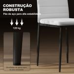 Conjunto de 6 Cadeiras de Sala de Jantar Estofadas em Linho com Pernas em Metal Cadeiras Modernas para Cozinha Quarto Suporta até 120 kg 41x50x97 cm Branco