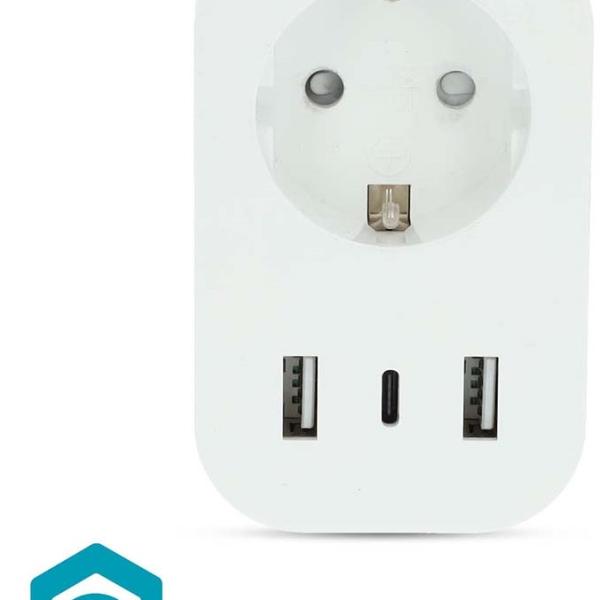 Tomada Elétrica Schuko Inteligente SmartLife 16A 3680W (2x USB/USB - C) - NEDIS