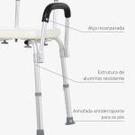 Cadeira para Duche Antiderrapante com Altura Ajustável 47x50x87 cm Branco