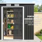 Abrigo de Jardim 213x130x173 Abrigo de Exterior de Aço Galvanizado com Porta Corredeira para Armazenamento Cinza Escuro