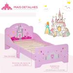 Cama Infantil Meninas c/ Barreira de Proteção 143x73 cm Carga Máx. 50kg para Crianças acima de 3 Anos Rosa