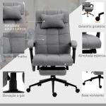 Cadeira de Escritório com 6 Pontos de Massagem 5 Modos Reclinável 155° com Função de Aquecimento 66x76x112 - 120 cm Cinza