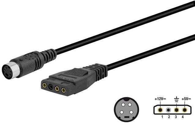 Cabo Adaptador Alimentação (Mini DIN Femea 4P - Molex 3 Pinos)