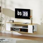 Móvel para TV com Rodas Armário para TV Flutuante com 2 Portas e 2 Prateleiras 120x40x38,5cm Branco e Madeira