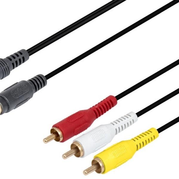 Cabo Jack 3,5mm Stereo Macho + DIN 7 Pinos - 3 RCA Macho (1,80 mts)