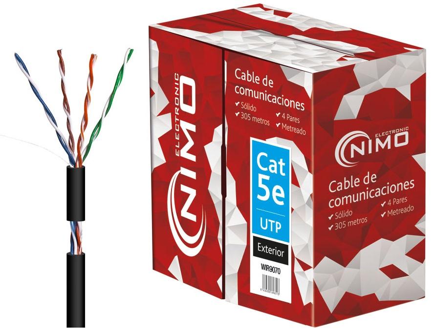 Bobine Cabo UTP Rigido CAT5e Preto p/ Exterior (305 mts)