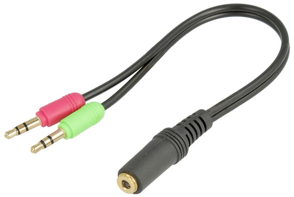 Cabo Jack 3,5mm 4P Fêmea - 2x Jack 3,5mm Macho Stereo