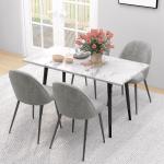 Conjunto de 4 Cadeiras de Sala de Jantar Modernas Cadeiras Estofadas em Veludo com Encosto Alto e Pés de Aço 50x52x83 cm Cinza