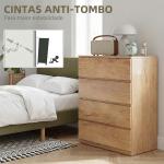 Cómoda de 4 Gavetas para Quarto Moderna Design sem Puxadores para Sala de Jantar Entrada 60x40x80 cm Madeira