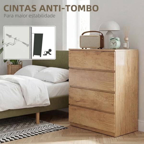 Cómoda de 4 Gavetas para Quarto Moderna Design sem Puxadores para Sala de Jantar Entrada 60x40x80 cm Madeira