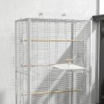 Gaiola para Pássaros 61x36,5x98 cm com Portas Poleiros Bandeja Removível e Alças para Canários Periquitos Branco