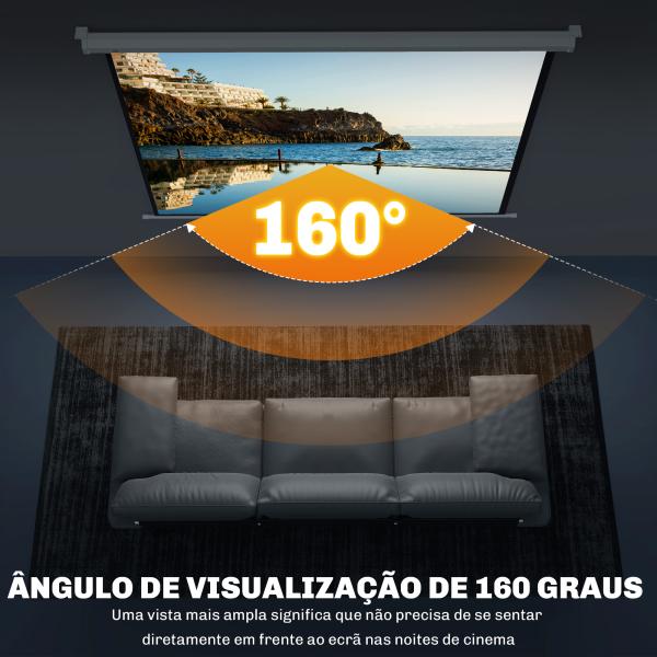 Tela de Projeção de 84 Polegadas Tela de Projetor Manual Formato 4:3 4K Montagem na Parede ou Teto 181x8x138 cm Branco