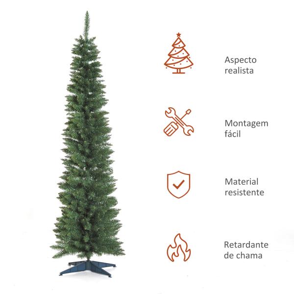 Árvore de Natal Artificial 210cm Ignífugo com 499 Pontas de Ramo PVC Decoração de Natal para Interiores Verde