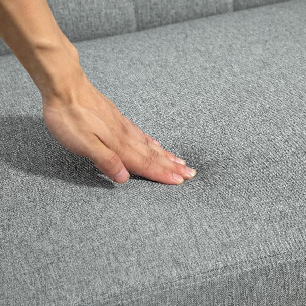 Sofá 2 Lugares Estofado em Linho com Apoio para os Braços de Madeira Encosto Acolchoado 114x75x76 cm Cinza Claro