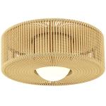 Candeeiro de Teto com Lâmpada LED G9 20W 3000 K Candeeiro de Teto Boémio com Ecrã de Corda de Linho Ø30x16 cm Castanho Claro