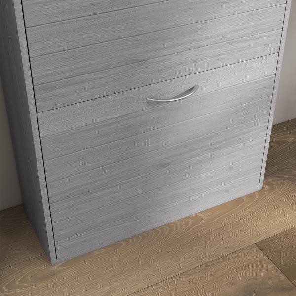 Sapateiro Estreito com 3 Portas Basculantes para Entrada Prateleiras Ajustáveis para 12 Pares de Sapatos Cinzento