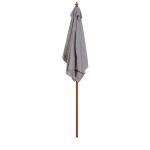 Chapéu de Sol de Jardim 200x150x230cm Chapéu de Sol Retangular Inclinável com Polia Duplo Teto e Mastro Desmontável de Madeira para Terraço Pátio Cinza