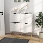 Sapateira para 16 Pares de Sapatos com 4 Gavetas e Prateleiras Ajustáveis 95x26x95 cm Branco