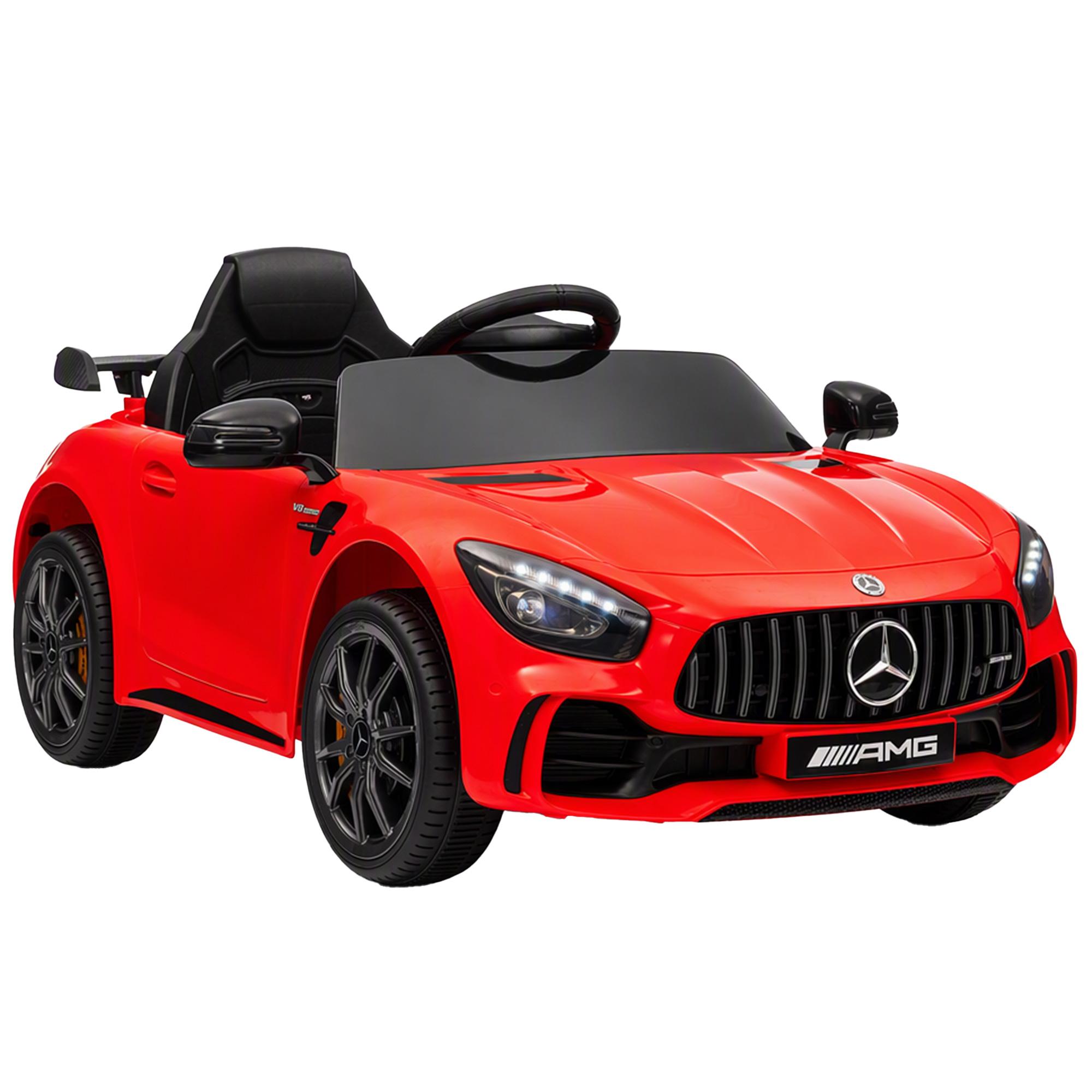 Carro Elétrico para Crianças Carro Mercedes - Benz AMG GTR com Bateria 12V Faróis Buzina e Música 108x67x46 cm Vermelho