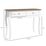 Mesa Consola Consola de Entrada com 2 Gavetas Estilo Francês 100x35x76,5 cm Branco e Marrom Escuro