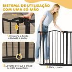 Barreira de Segurança para Cães com Largura Ajustável 74 - 80 cm e Extensões para Escadas e Portas Preto