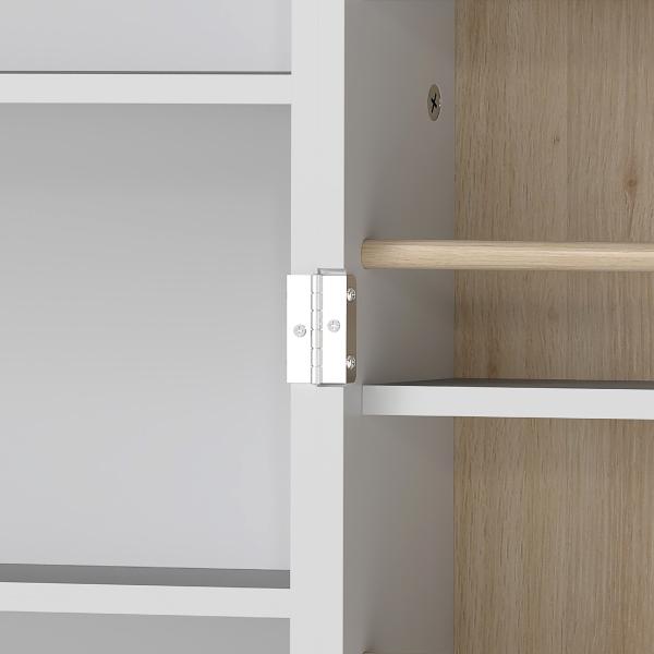 Armário de Cozinha com 2 Portas e 12 Compartimentos Design Moderno com 5 Prateleiras Ajustáveis Branco