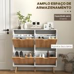 Sapateira para 16 Pares de Sapatos com 4 Gavetas e Prateleiras Ajustáveis 95x26x95 cm Branco e Madeira