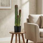 Cato Artificial 66 cm Planta Artificial Decorativa com Vaso e 3 Folhas para Decoração de Interiores Verde