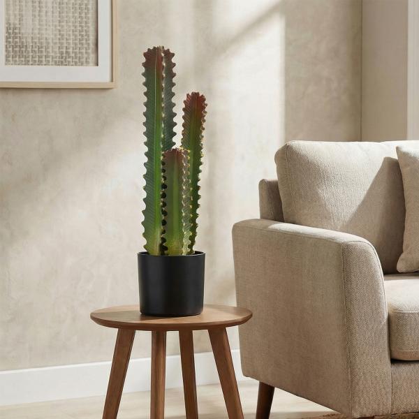 Cato Artificial 66 cm Planta Artificial Decorativa com Vaso e 3 Folhas para Decoração de Interiores Verde