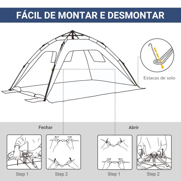 Tenda de Praia Dobrável Tenda de Campismo Pop - up para 1 - 2 Pessoas com Bolsa de Transporte 220x173x120 cm Azul Escuro