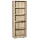 Estante para Livros de 5 Níveis com Prateleira Ajustável e Desenho Anti - Tombo Estante de Armazenamento 63x29,5x176 cm Madeira