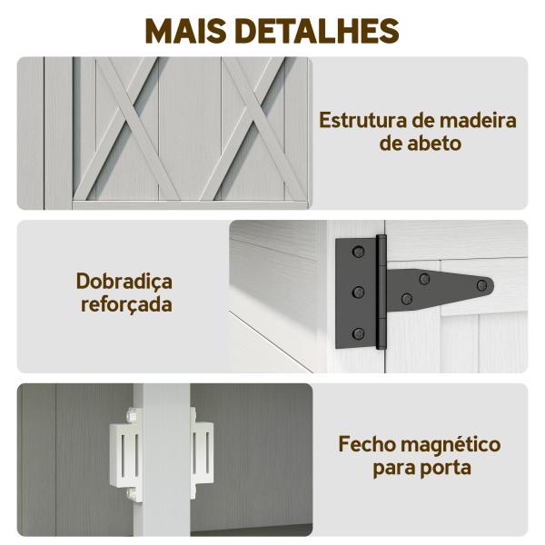 Armário de Jardim de Madeira 75x40x90 cm Armário para Armazenamento de Ferramentas com 4 Prateleiras 2 Portas Cinzento