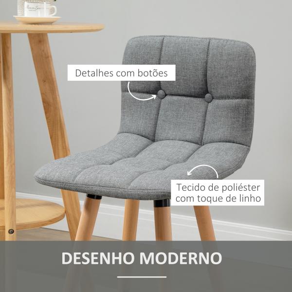 Conjunto de 2 Bancos de Bar Bancos Altos de Cozinha com Encosto Apoio para Pés Estilo Moderno 41,5x47x97,5 cm Cinzento