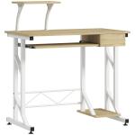 Secretária para Computador com Bandeja para Teclado e Gaveta, Mesa de Estudo para Escritório, 90x50x100 cm, Carvalho