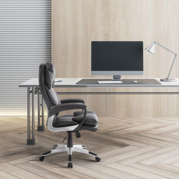 Cadeira de Escritório Giratória Cadeira de Escritório Ergonómica com Apoio para os Braços e Altura Ajustável 66x71x110 - 120,5 cm Preto