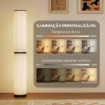 Candeeiro de Pé Moderno Candeeiro de Sala com Brilho Temperaturas de Cor Ajustáveis 3000K - 6000K Controle Remoto Magnético Temporizador para Quarto Escritório Decoração Ø20x135 cm Bege