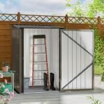 Abrigo de Jardim de Aço Galvanizado com Porta Fechadura e Teto Inclinado 0,92 m² 100x103x160 cm Marrom