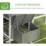 Galinheiro Grande de Madeira para 4 - 6 galinhas com Casa Principal Ninhos Área Aberta de 2,25 ㎡ 310,5x149,5x149 cm Cinza