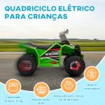 Quadriciclo Elétrico para Crianças Veículo Elétrico a Bateria de 6V com Velocidade de 2,5 km/h 70x41,5x48,5 cm Verde