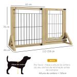 Barreira de Segurança para Cães Extensível de 2 Painéis e Pés de Apoio Triangular 112 - 159x44x70 cm Madeira
