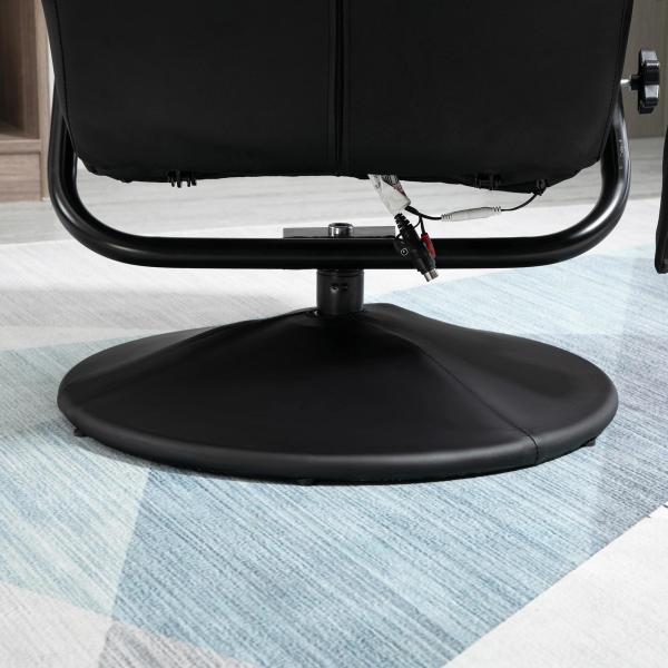 Poltrona de Massagem Elétrica com Banco para Apoiar os Pés Poltrona Relax Giratório Reclinável em até 145° com Controle Remoto e 10 Zonas de Massagem Estofado em PU 77x84x95cm Preto
