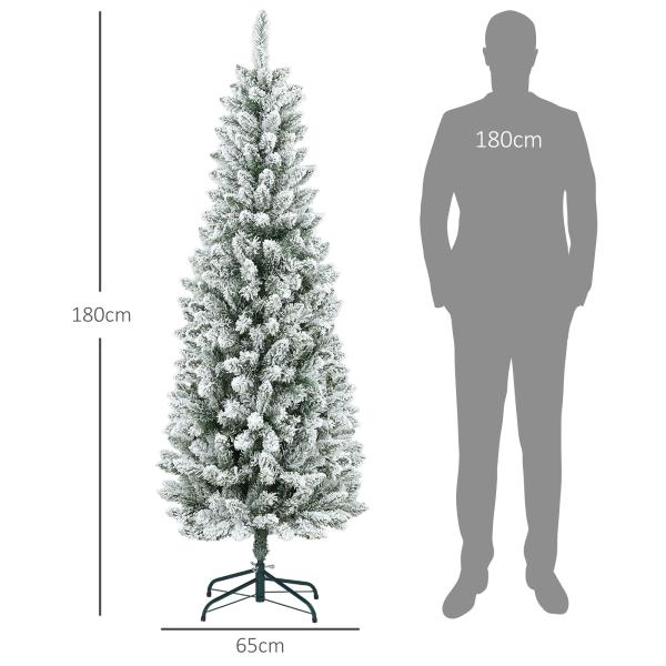 Árvore de Natal Artificial Coberta de Neve 180 cm com 479 Ramos e Suporte de Metal Árvore Natalícia para Sala Interior Verde