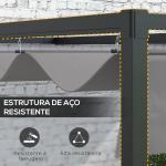 Pérgola de Parede 297x211x220 cm Pérgola de Jardim com Teto Retrátil e Estrutura de Aço Pérgola para Pátio Exterior Cinza Escuro
