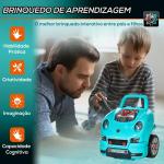 Motor de Caminhão para Crianças acima de 3 Anos Conjunto de Motor de Brinquedo com 61 Peças Volante Buzina Faróis Caixa de Armazenamento e Rodas 40x39x47cm Turquesa