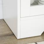 Aparador Moderno com Porta de Vidro Gaveta Prateleira Aberta e Prateleiras Ajustáveis Móvel Auxiliar 80x30x82cm Branco