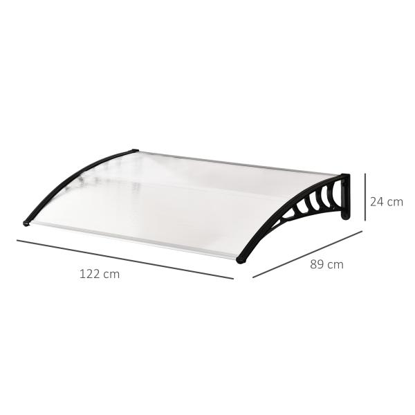 Marquise de Proteção para Portas e Janelas 122x89x24 cm Transparente e Preto