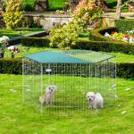 Parque para Animais de Estimação com 6 Painéis 59x60cm Dobrável Cerca para Animais de Estimação com Porta com Trava e Toldo Superior para Jardim Pátio Exterior Prata