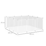 Recinto para Pequenos Animais Modular de Metal com 12 Painéis e 24 Conectores para Coelhos Porquinhos da Índia 105x105x45 cm Branco