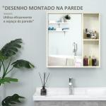 Armário de Casa de Banho com Espelho Móvel para Casa de Banho Estilo Moderno 63x15x65 cm Branco