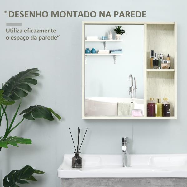 Armário de Casa de Banho com Espelho Móvel para Casa de Banho Estilo Moderno 63x15x65 cm Branco